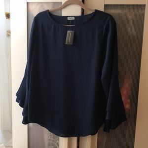 Abbeline ruffle bell-sleeve blouse